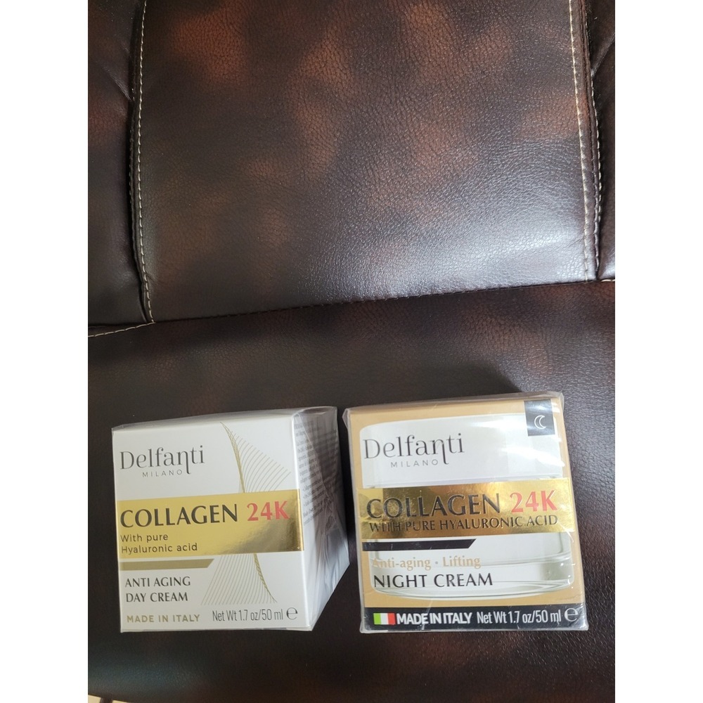 Delfanti Milano Collagen 24K Anti Aging Day/Night Cream Set with Hyaluronic Acid